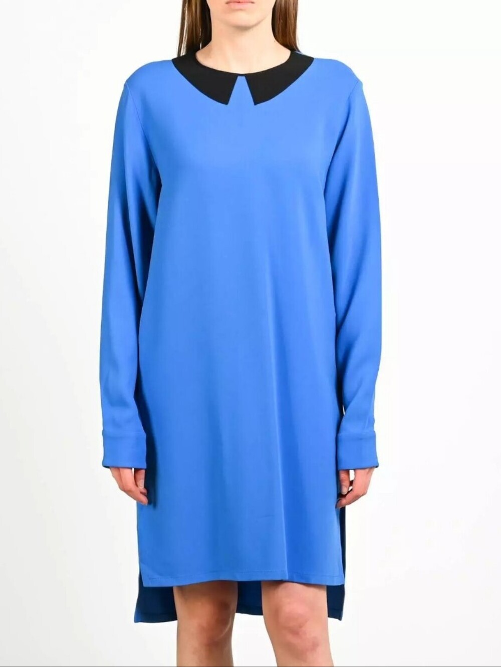 Stella McCartney Asymmetrical Shift Dress Faux Collar 3/4 Sleeve Designer Mini S